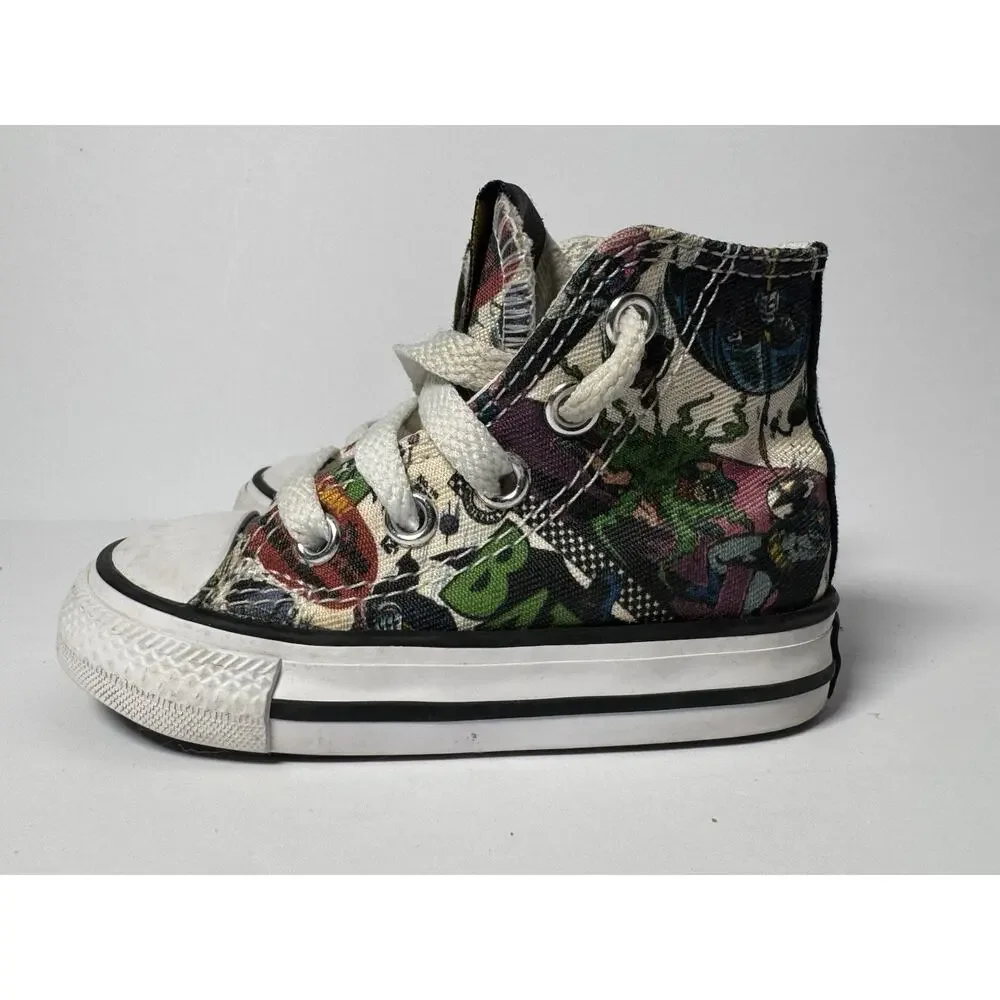 Converse Batman Toddler High Top Sneakers Size 4 Comic Print Shoes